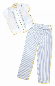 Costum cu ie si pantalon in dungi