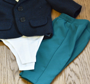 Costum de botez cu pantaloni verzi 5 piese