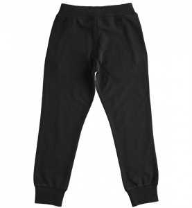 Pantalon baiat din bumbac negru cu manseta IDO