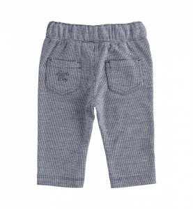 Pantalon băiat nou născut, alb cu bleumarin, IDO