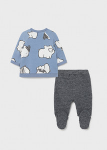 Pulover, pantaloni cu botoșei și căciulă pentru bebe-băiat, Mayoral