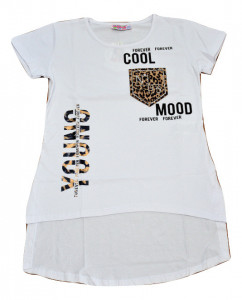 Tricou asimetric fete alb