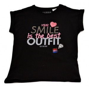 Tricou Guess, negru, smile