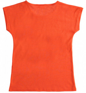 Tricou portocaliu cu scris alb negru Ido