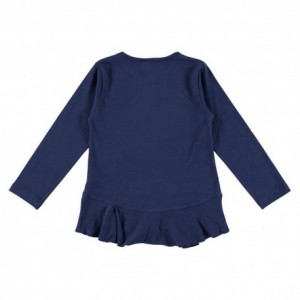 Bluza bleumarin de fete cu volanase din bumbac de fete