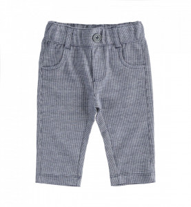 Pantalon băiat nou născut, alb cu bleumarin, IDO