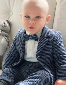 Pantaloni bleumarin cu bretele bebe băiat, IDO