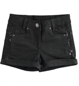 Pantaloni scurti fete Ido negru cu paiete
