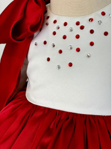 Rochie de botez cu mătase roșie