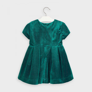 Rochie Mayoral de catifea verde cu lame auriu