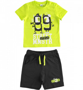 Set diverse culori cu tricou si pantalon scurt din bumbac IDO