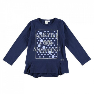 Bluza bleumarin de fete cu volanase din bumbac de fete