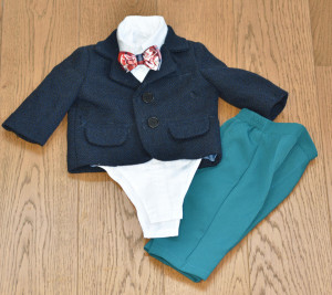 Costum de botez cu pantaloni verzi 5 piese