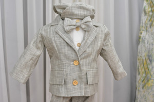 Costum de botez in 6 piese cu bady camasa