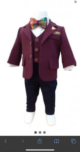 Costum din velur pentru botez în 6 piese de iarnă