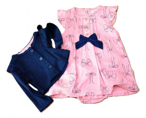 Costum fata, bumbac, rochita si bolero