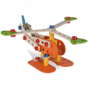 Set constructie din lemn Eichhorn Constructor Biplane 85 piese