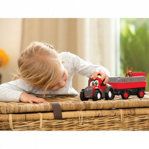 Tractor Dickie Toys Happy Ferguson Animal Trailer cu remorca si figurina cal