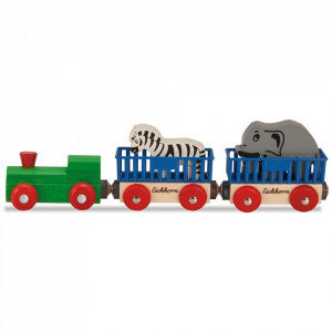 Tren din lemn Eichhorn Animal cu 2 figurine
