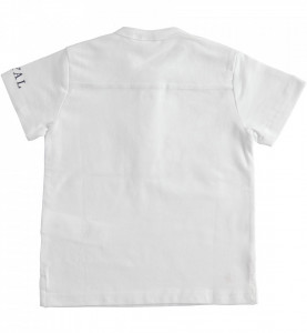 Tricou alb din bumbac cu guler tunica IDO