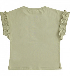 Tricou kaki de fete cu floricele IDO