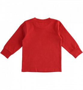 Tricou roșu cu manșete pentru băiat, realizat din bumbac, iDO