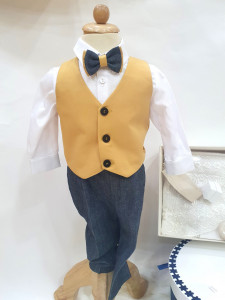 Trusou de botez pentru bebe baiat galben