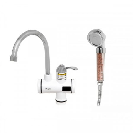 Robinet electric Aquatic Elefant SC30H35X + Para dus, 3000W, Afisaj LED, Cartus ceramic, Temperatura apa 30-40 grade