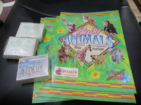 Prazan album i kompletan set sličica Baby Animals Bebe Životinja Merlin
