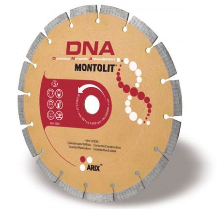 Disc diamantat Montolit DNA LX250 - taiere uscata - pt. beton, granit, piatra dura, etc.