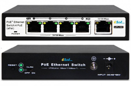 Switch PoE - ESOL-SO4PoE-P60 - 4 Port + 2 Port 100 Mbps Up-Link