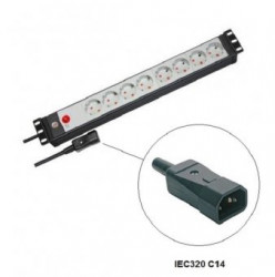 Priza de rack 19"/1u Conector central UPS Posturi schuko 8