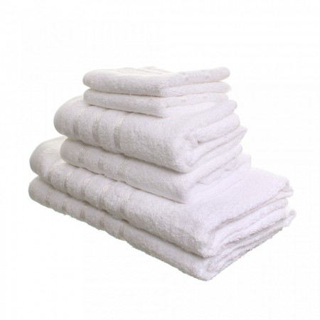 Set de 6 prosoape 100% bumbac Pakistanez, culoare alb