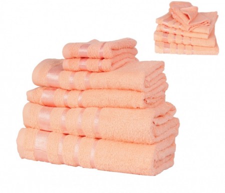 Set de 6 prosoape 100% bumbac Pakistanez, culoare somon