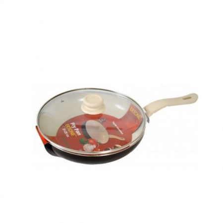 Tigaie ceramica 28 cm cu capac din sticla rezistent la temperaturi mari