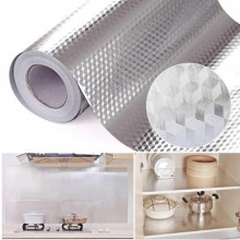 Folie de aluminiu autoadeziva bucatarie 60 x 300 cm, culoare argintiu