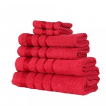 Set de 6 prosoape 100% bumbac Pakistanez, culoare rosu
