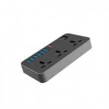 Prelungitor cu 3 prize si 6 USB 3.1A, protectie supratensiune, cablu de 1.6m