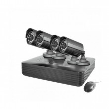 Sistem supraveghere CCTV kit DVR 4 camere exterior/interior, pachet complet, HDMI, internet, vizionare pe smartphone