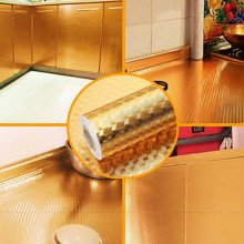 Folie de aluminiu autoadeziva bucatarie 60 x 300 cm, culoare auriu