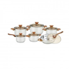 Set 12 piese, 6 oale inox si 6 capace sticla termorezisenta, GR-1504