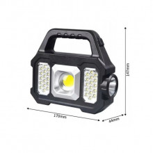 Lanterna cu LED frontal si lateral, incarcare solara sau USB, 6 moduri iluminare, putere 5W