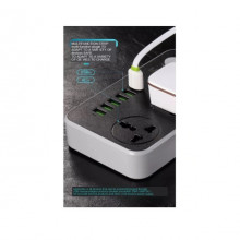 Prelungitor cu 3 prize si 6 USB 3.1A, protectie supratensiune, cablu de 1.6m