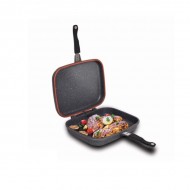 Tigaie dubla Easy Cook, dreptunghiulara, grill, aluminiu, 32X24X7,5 cm