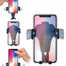 1+1 Suport pentru telefon Gravity Black, cu prindere la grila de ventilatie