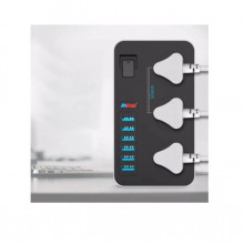 Prelungitor cu 3 prize si 6 USB 3.1A, protectie supratensiune, cablu de 1.6m