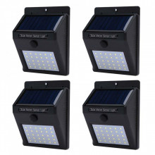 Set 4 Lampi cu incarcare solara si senzor de lumina/miscare,30 LED-uri