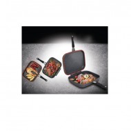 Tigaie dubla Easy Cook, dreptunghiulara, grill, aluminiu, 32X24X7,5 cm