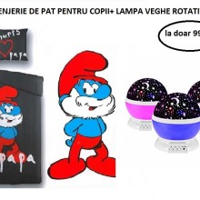 Lenjerie de pat pentru copii + Lampa veghe rotativa