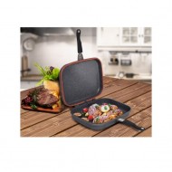 Tigaie dubla Easy Cook, dreptunghiulara, grill, aluminiu, 32X24X7,5 cm